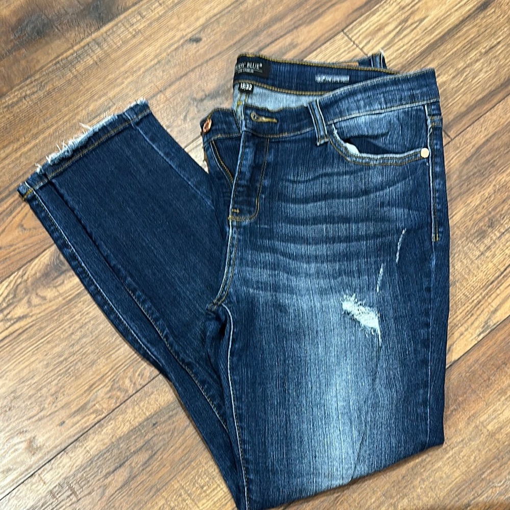 Judy Blue Dark Blue Distressed Skinny Jeans
